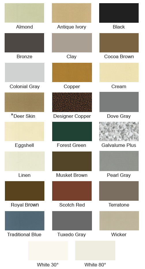 Gutter Colors Chart